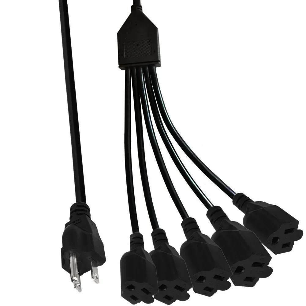 

3 Core 1 To 5 Socket Power Cord Split Indoor Outdoor Cable with Socket Power Extension Cable for Computer LED Stage Lights