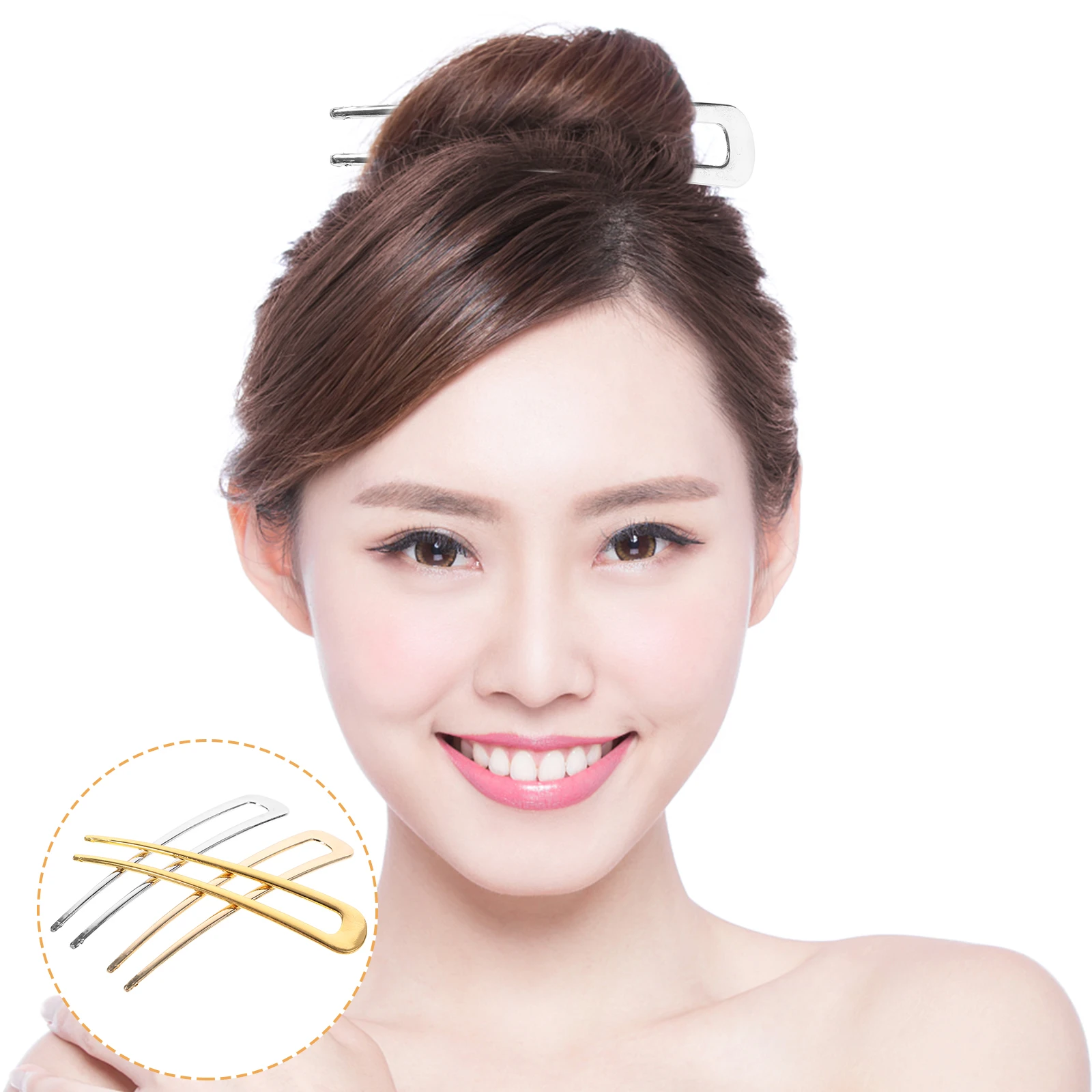 

3 шт. U-образные заколки для волос из металлического сплава, аксессуары для женщин, свадебный пучок, декоративные французские заколки, палочки для длинных волос, уход за волосами