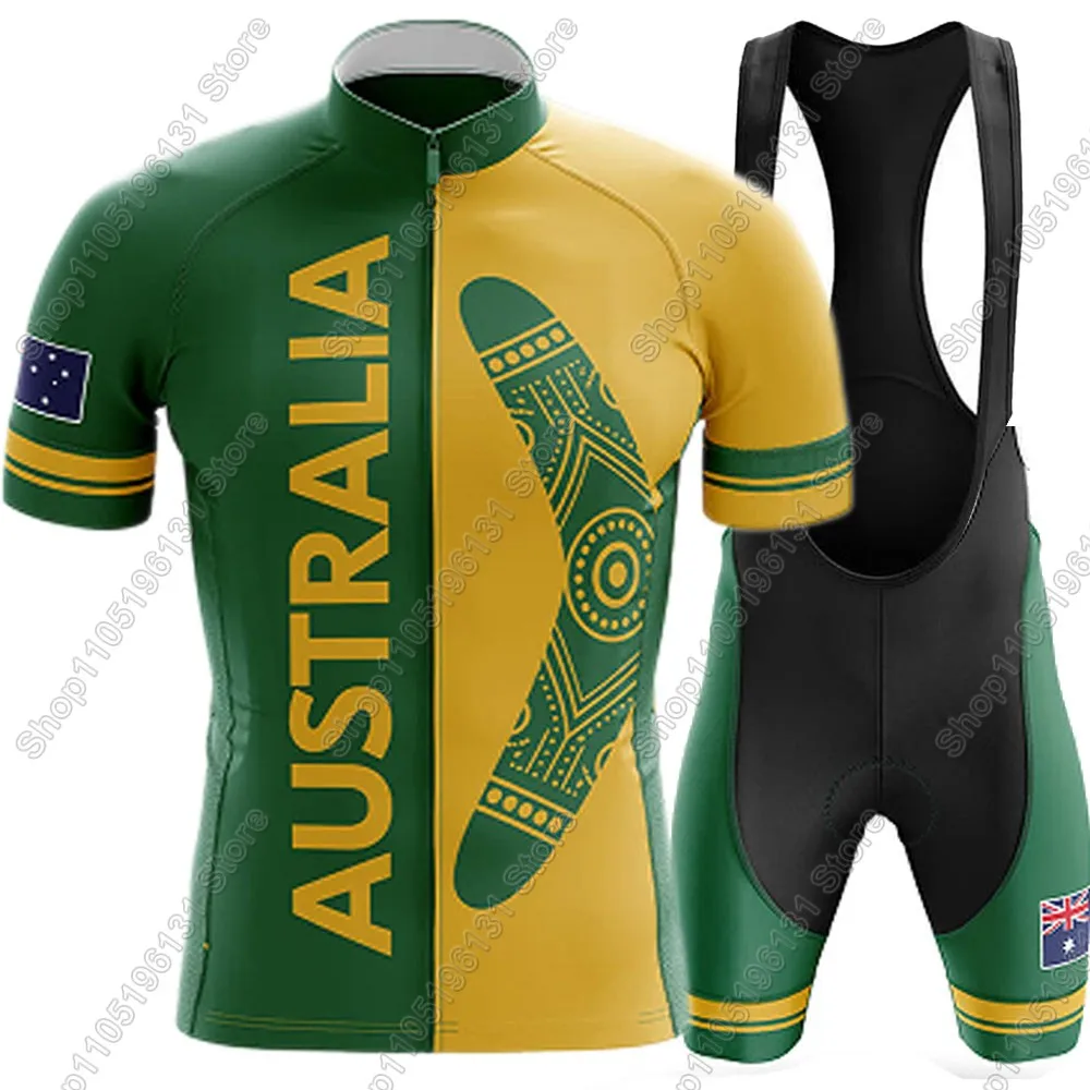 

Australia National Team Cycling Jersey 2026 Set Men Bicycle Clothing Road Bike Shirts Suit Bicycle Bib Shorts MTB Ropa Maillot