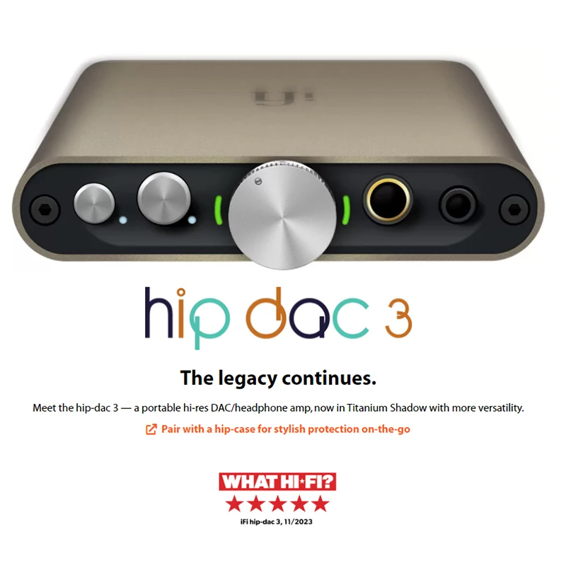 iFi Hip-dac3 Portable DSD Decoder Hi-res DAC Headphone Amplifier USB Input Output 3.5mm 4.4mm Balanced MQA Digital Decoder Audio