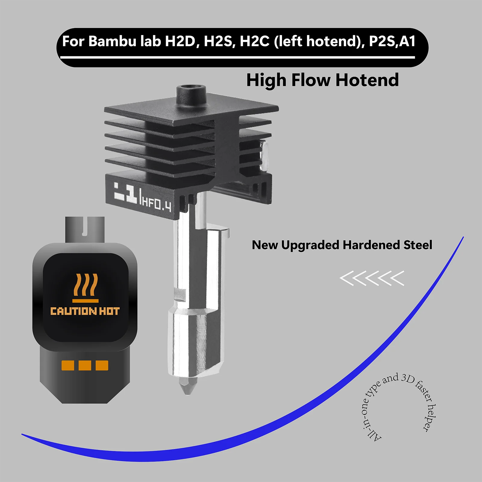 

Высококачественный хотэнд Bambu Lab P2S/H2D/H2S/H2C с высокой скоростью печати, 0.4/0.6/0.8 мм, для быстрой печати, модернизированный, с быстрой заменой, комплект сопла P2S