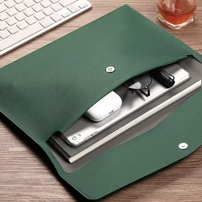 

1PC Faux Leather Document Bag Business Information Bag A4 Folder School and Office Supplies Magnetic Buckle Storage Bag