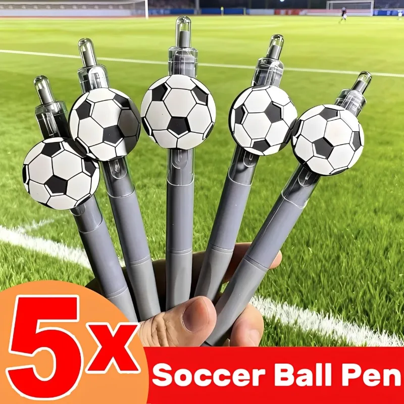 

1-5PCS Soccer Themed Ballpoint Pens Retractable Black Ink Pens with Football Charms for Office Use Sports Fans and Daily Writing