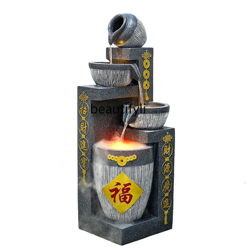 Modern Minimalist Water Fountain Living Room Humidifier Creative Hallway Entry Luxury Home Decorations Lucky Floor Ornaments