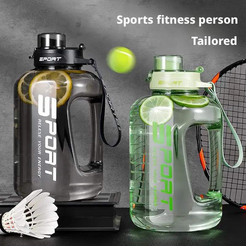 2.5l سعة كبيرة زجاجة ماء رياضية كوب بطن كبير دلو الفضاء المحمولة جديد طالب الرياضة البلاستيك كوب ماء طن طن Bo U2o9