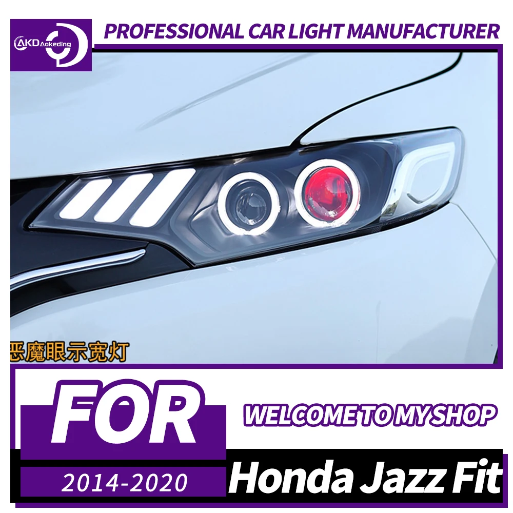 

Автомобильные фары AKD для Honda Jazz Fit, фары 2014-2020, светодиодные фары для проектора, дневные ходовые огни, автомобильные аксессуары