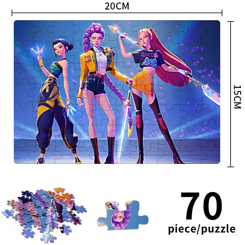 Nouveau Kpop chasseurs de démons puzzle jeu de société Rumi Mira Zoey Huntrix personnage Puzzle à collectionner décor enfants jouets Gifs