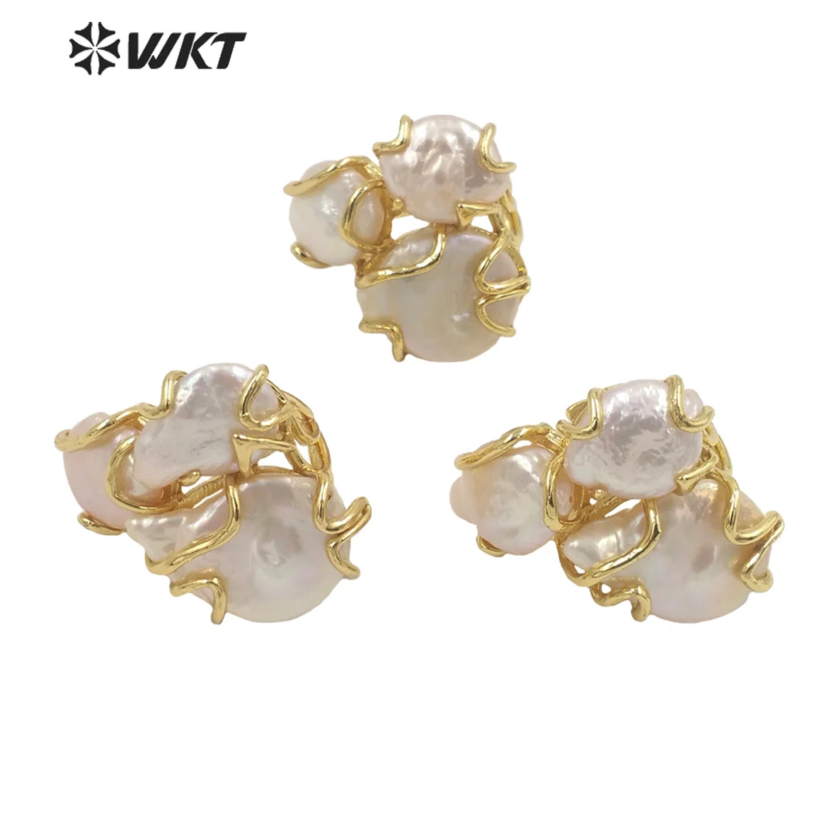 WT-MPR038  WKT 2022 Hot Style Freshwater Pearl Finger Ring Gold-Plate Fashion Adjustable Beautiful Women Trend
