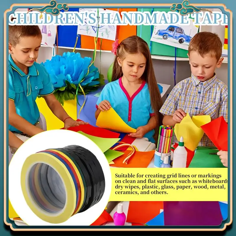 (신제품)-24롤 화이트보드용 얇은 테이프 216피트/롤 1/8인치 아트 그래픽 차트 그리드 전기 테이프 드라이 이레이즈 테이프, 6가지 색상