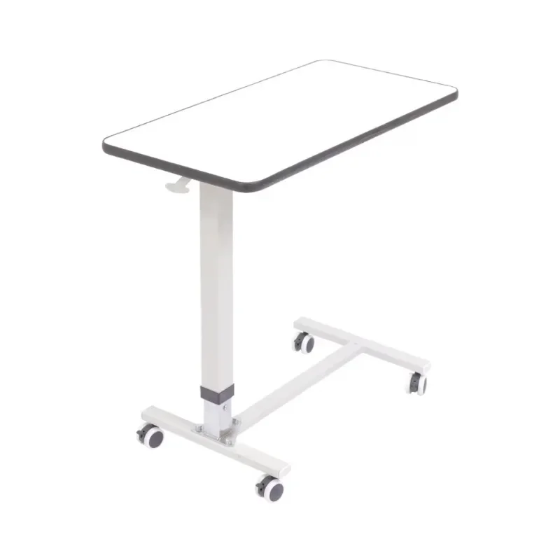 

Adjustable medical bed lift Hospital bedside dining table with removable bedside furniture Wood and metal materials