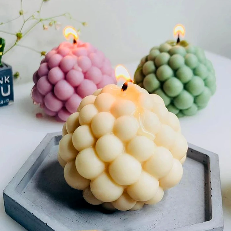 Cube Bubble Ball Candle Wax Mold Geometric Epoxy Resin Soap Gypsum Chocolate Mould Handmade Soy Candle Making Fondant Molds Tool