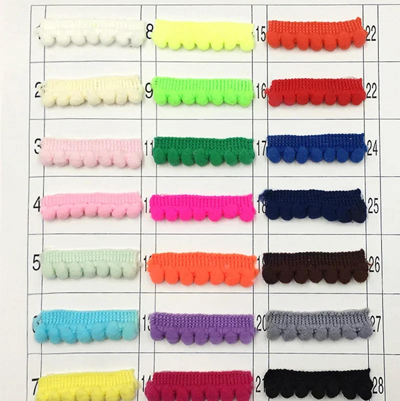 10/5Yards Mini pompon palla per capelli pizzo Trim nastro 11mm pompon frangia nastro cucito pizzo tessuto intagliato decorazione artigianale fatta a