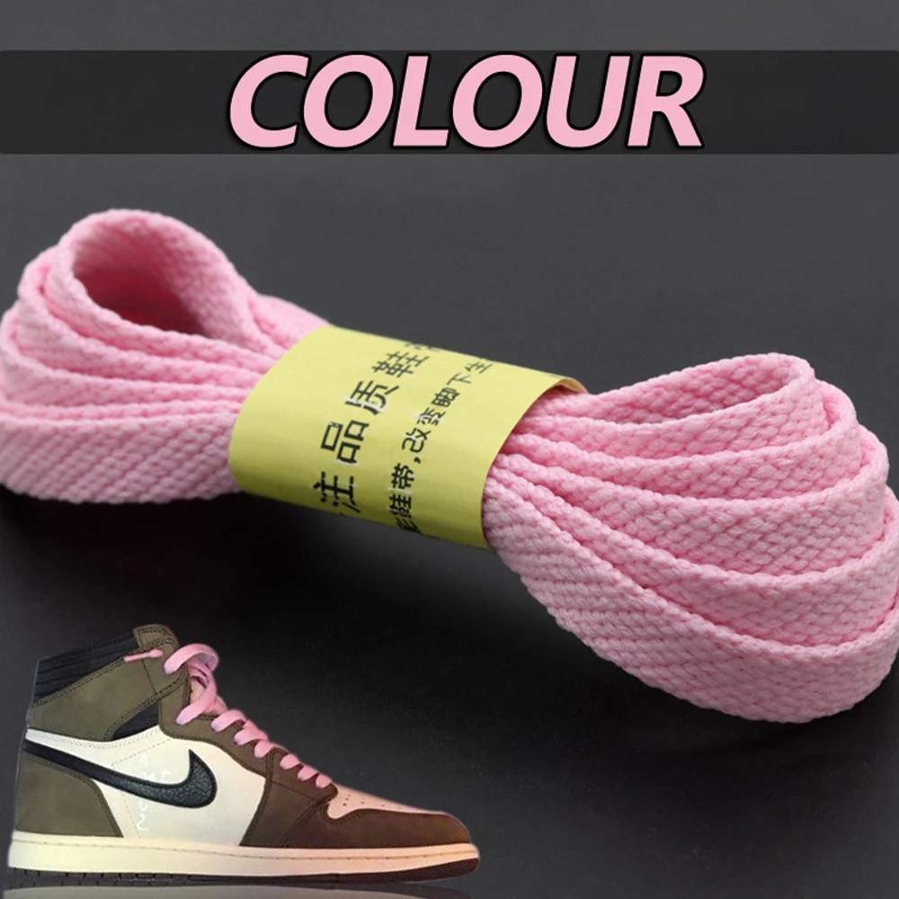 أربطة أحذية مسطحة بلون هلامي أربطة مسطحة أربطة أحذية مرنة لطيفة باللون الوردي مادة البوليستر لتخصيص الأحذية #3