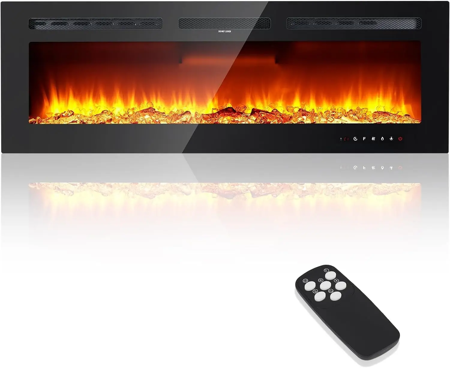 Electric Fireplace TV Stand 3-Sided Glass LED Flame Storage Shelves Entertainment Center for 50