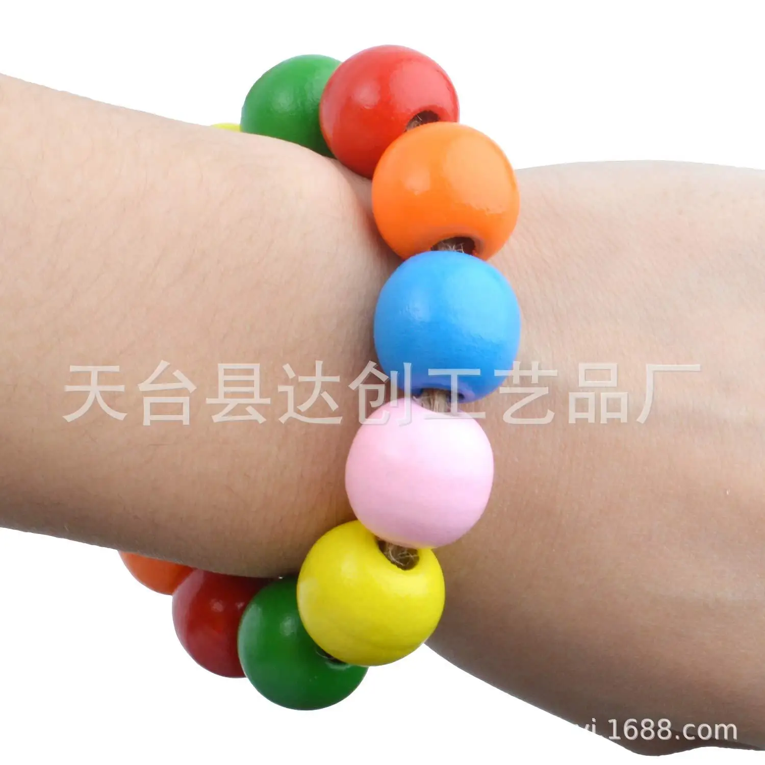 Christmas colored wooden beads hand necklace round wooden beads accessories simple handicrafts children DIY ball handmade toys