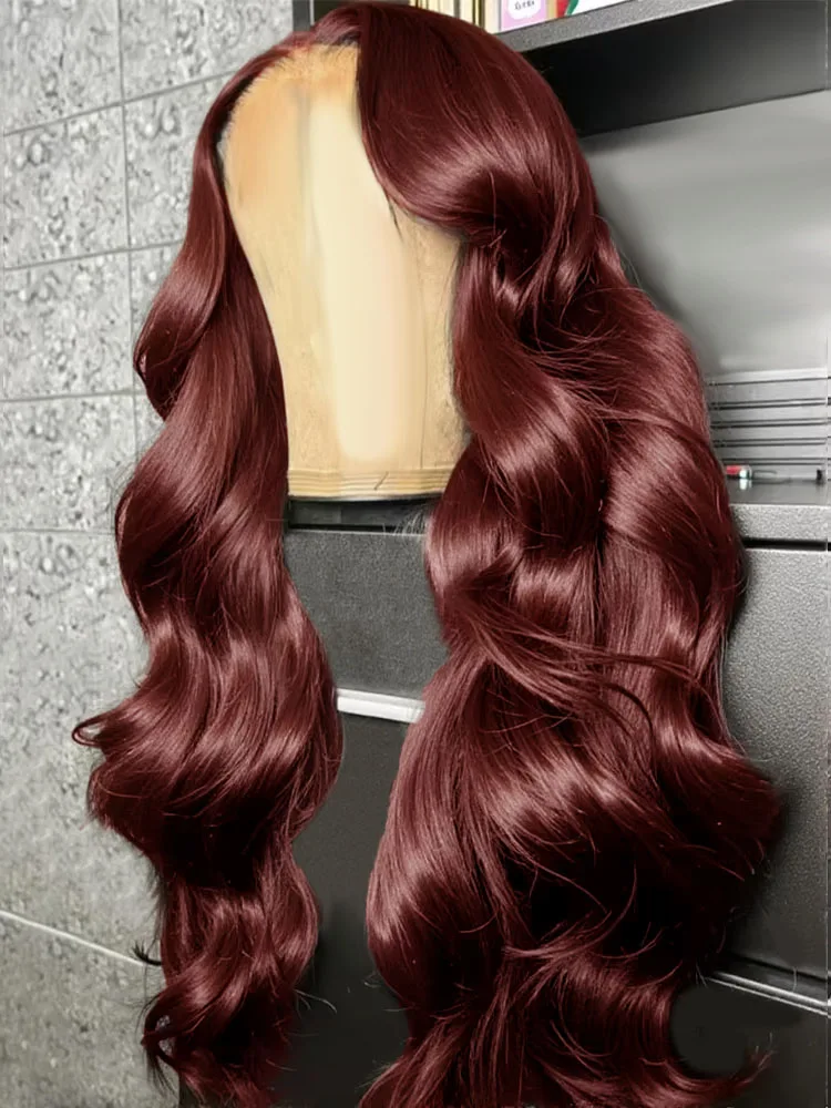 YKB 30 36 بوصة الجسم موجة البني المحمر HD 13x6 الدانتيل الجبهة الباروكات شعر الإنسان قبل قطعها الملونة الدانتيل الباروكة الأمامية موجة المياه الطبيعية #1