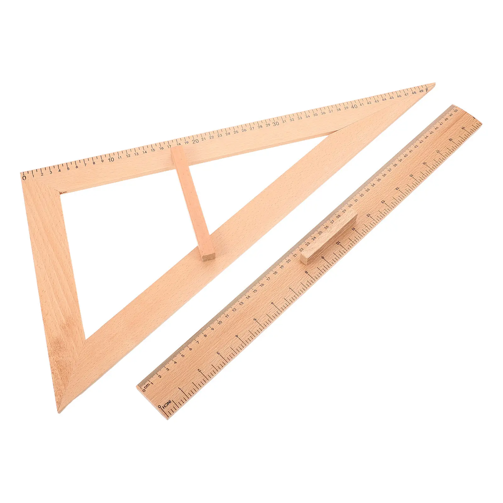 2Pcs Wooden Measuring Ruler 50Cm Straight Edge for Teachers Students Classroom Supplies Drafting Sewing Woodworking Crafting view 4