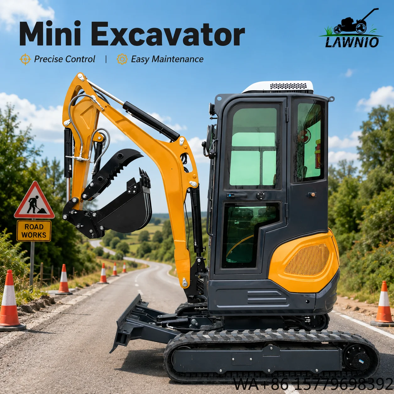 Euro V Engine Mini Excavator  25U 14.6kW Rubber Track Pilot Control Garden Farm Digging Ready Pro Mini Excavator