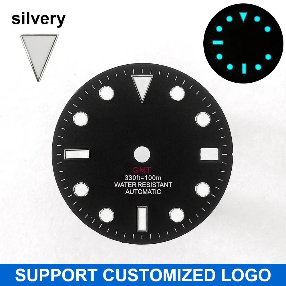 28,5-mm-Zifferblatt geeignet für NH-34/35/36 Uhrwerke, GMT-Leuchtzifferblatt, individuelle Anpassung von Logo/Namen, DIY-Zifferblatt-Uhrenteile – Detail 5