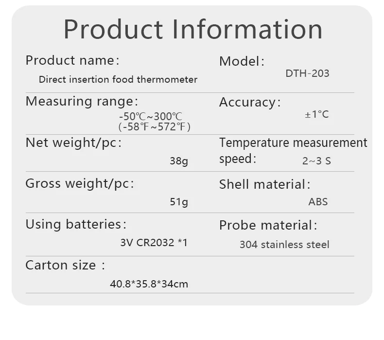 Digital Meat Thermometer  Instant Read Backlit Display, Food Cooking BBQ Probe For Water Milk Oil Liquid Oven Temperature