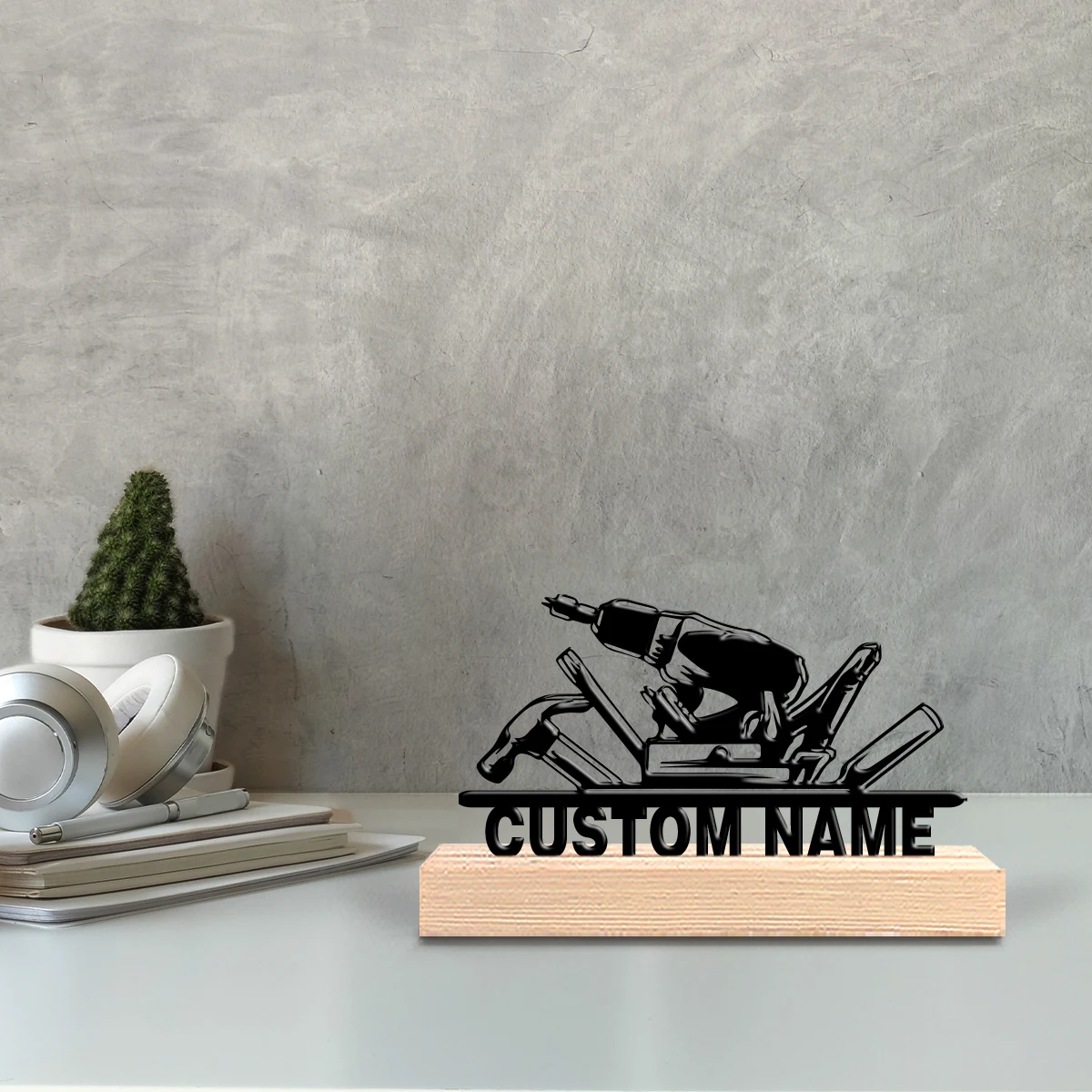 Kit créatif 1 pièce : Ornement en fer personnalisé en forme de lettre, sculpture en fer avec base en bois, artisanat d'art pour la décoration intérieure