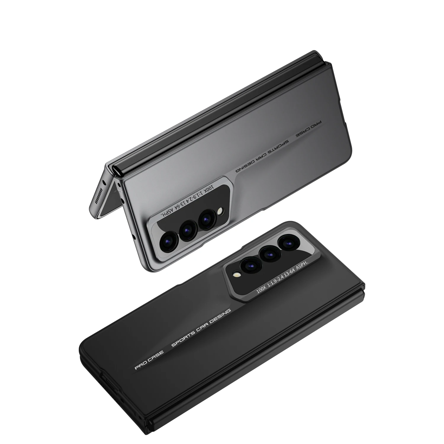 Skin Feel Blade Hard Case for Samsung Galaxy Z Fold 4, Fold 5, Out Display Glass Screen Protector, Cool Trendy