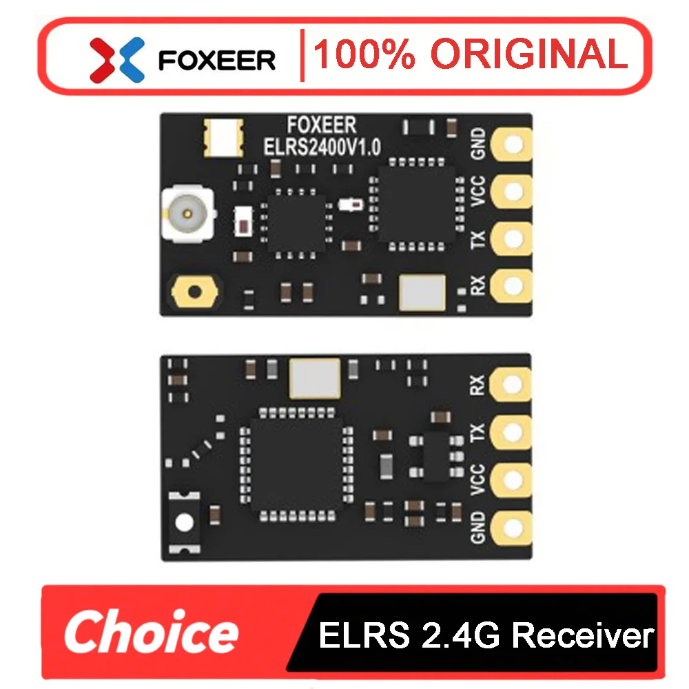 

Foxeer ELRS 2.4G Receiver Reliable Transmitting Signal PA+LNA With T Antenna for RC FPV Racing Drone