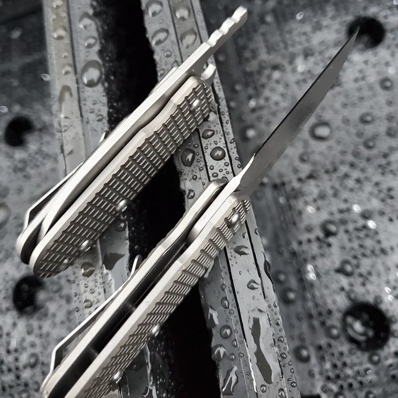 EDC 티타늄 합금 핸들 접이식 칼 뒤로 클립 종이 절단 풀기 캠핑 포켓 야외 도구