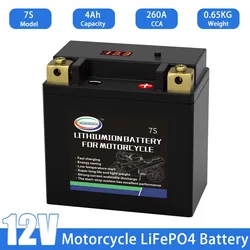 7S 12V LiFePO4 Motorcycle Starter Battery 4Ah CCA 260A Built in BMS Deep Cycle 12V.8 Lithium Battery For Scooter ATVs UTVs