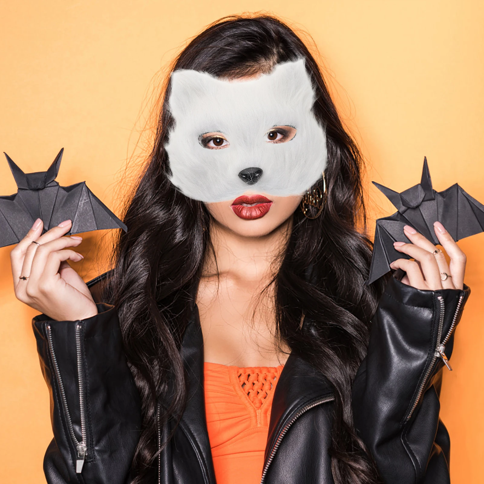 Furry ครึ่งหน้ากาก Paws ถุงมือคอสเพลย์เครื่องแต่งกาย Fox Paws ถุงมือ Faux ฮาโลวีน Masquerade Party