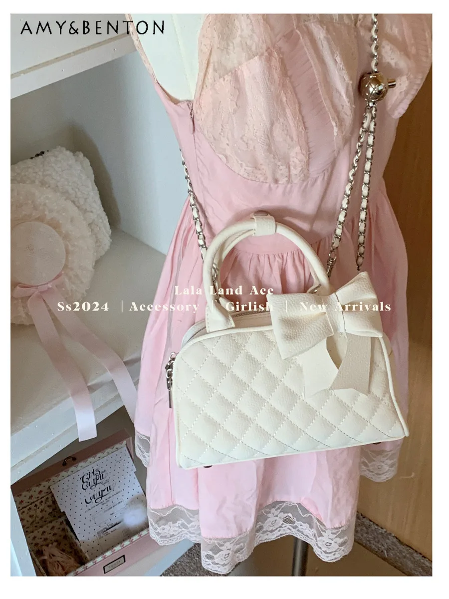 

Original High End Plaid Handbag Women Sweet Cute Princess Handbag Daily Versatile Korea Ins Mini Cosmetic Bag Trendy Kawaii Bags