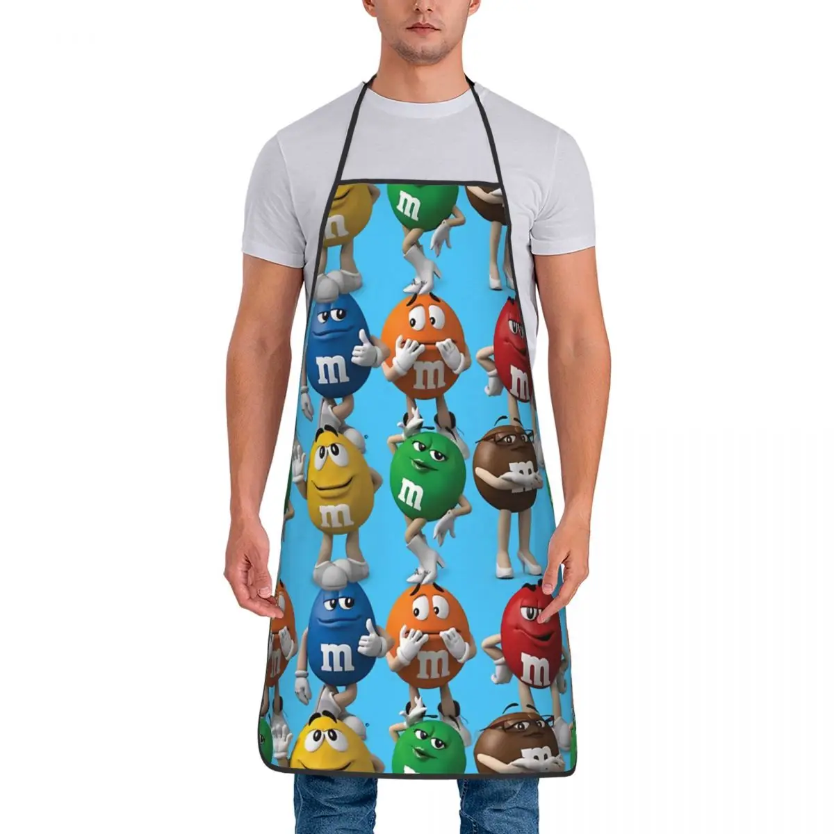 Custom Bib Candy Color Character Apron for Men Women Adult Chef Cooking Kitchen M Chocolate Tablier Cuisine Baking