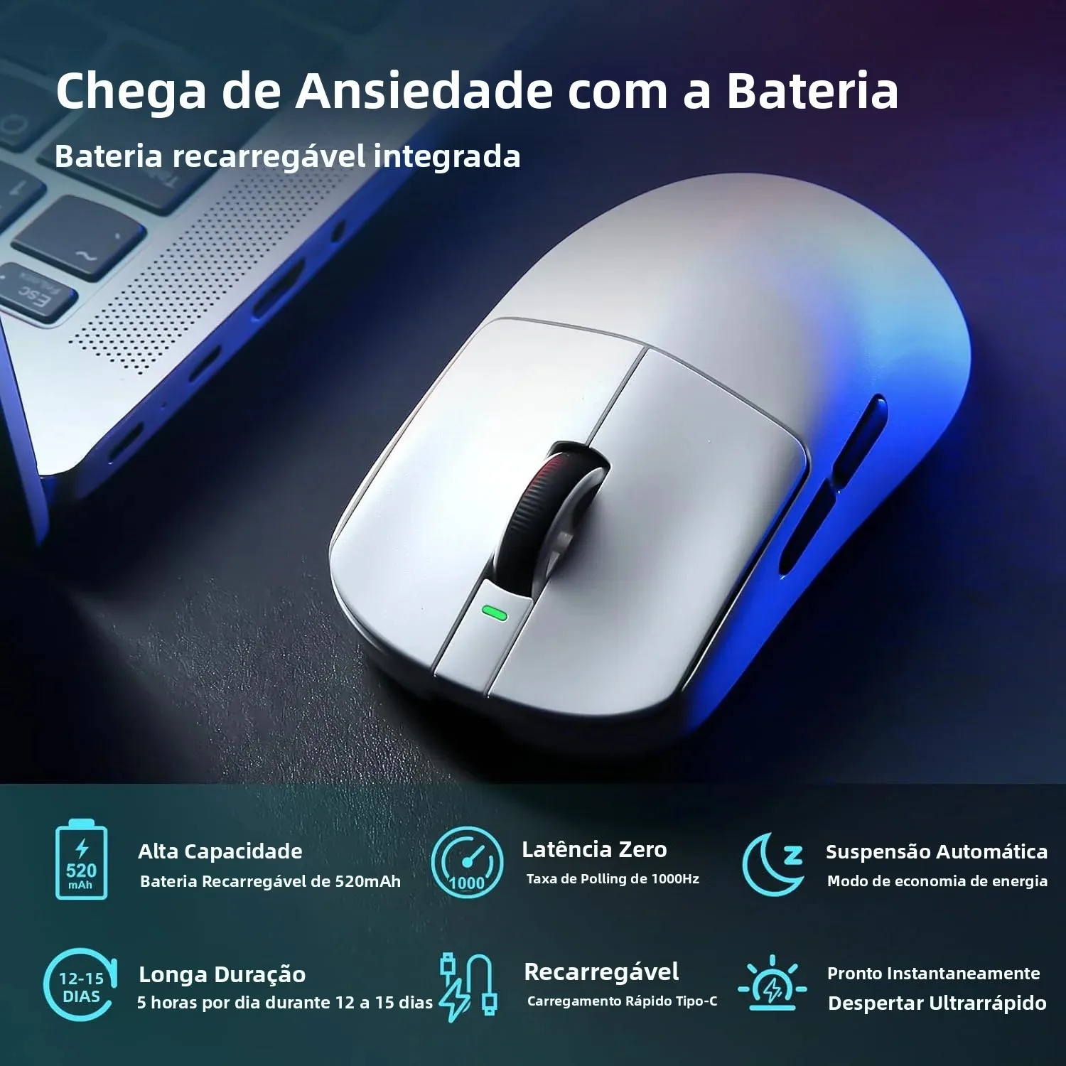 Mouse Gamer Sem Fio ATK VXE Dragonfly R1 Pro Max Tri-Mode PAW3395 26000DPI 800mAh R1 S Ergonômico Leve para PC FPS Presente