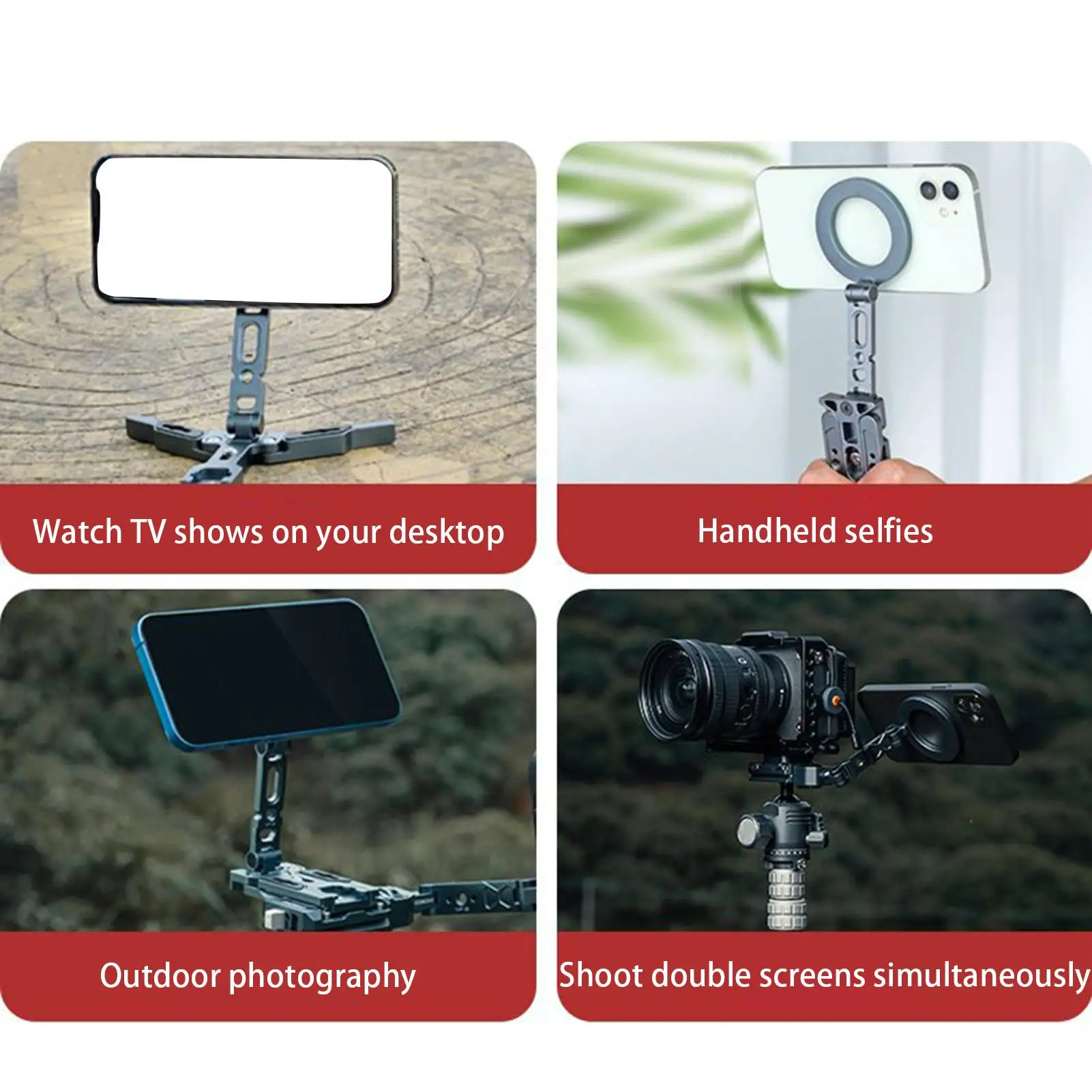 magnetic mobile phone desktop stand folding portable camera stand 360 Degree Rotation Cellphone Bracket for Outdoor Adventure