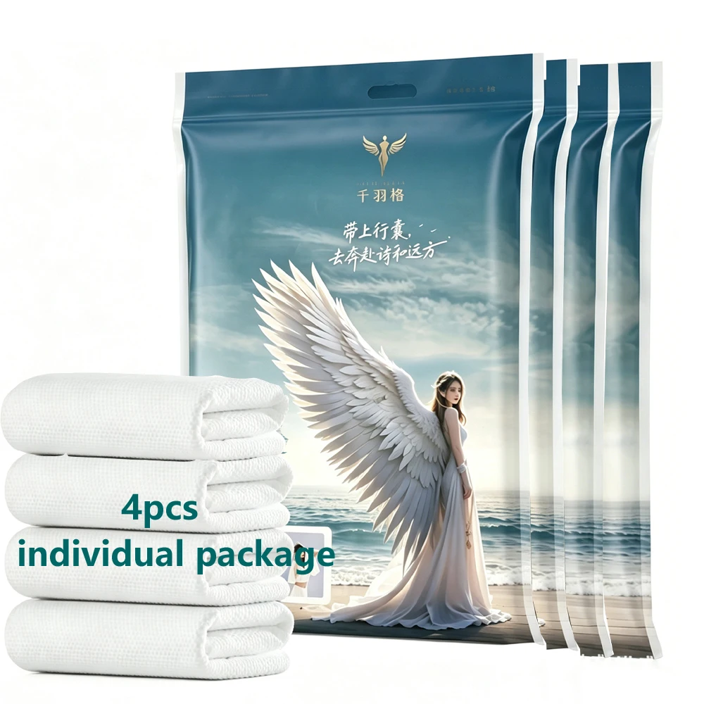 4pcs Disposable Bath Towels Individually Packed Ultra Absorbent Thickened Travel Towel for Camping Hotel Family Use