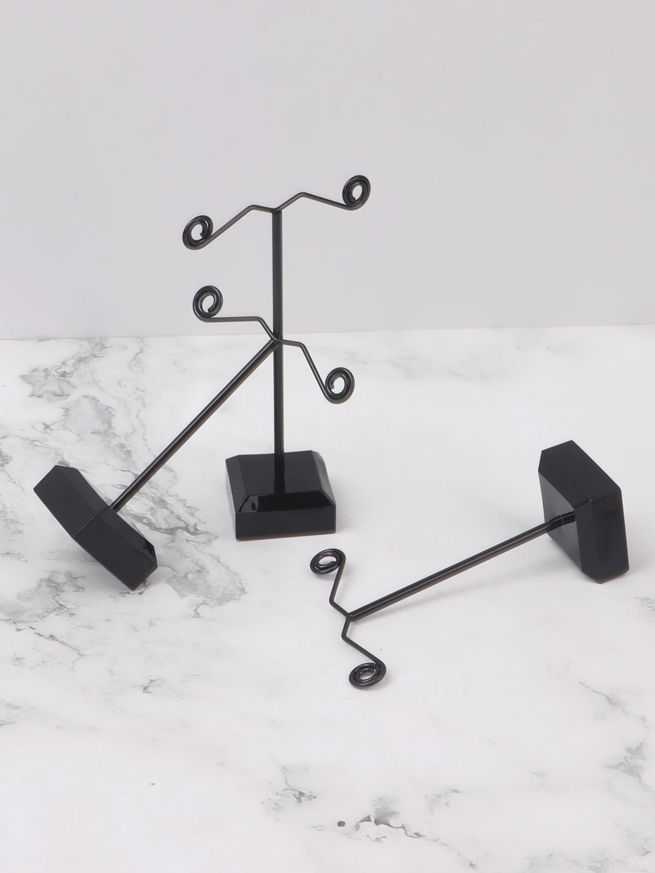 3 قطعة حديثا الاكريليك/المعادن T-شكل أقراط حلقة قلادة ساعة مجوهرات الرف حامل مجوهرات مكافحة قلادة مجوهرات عرض موقف