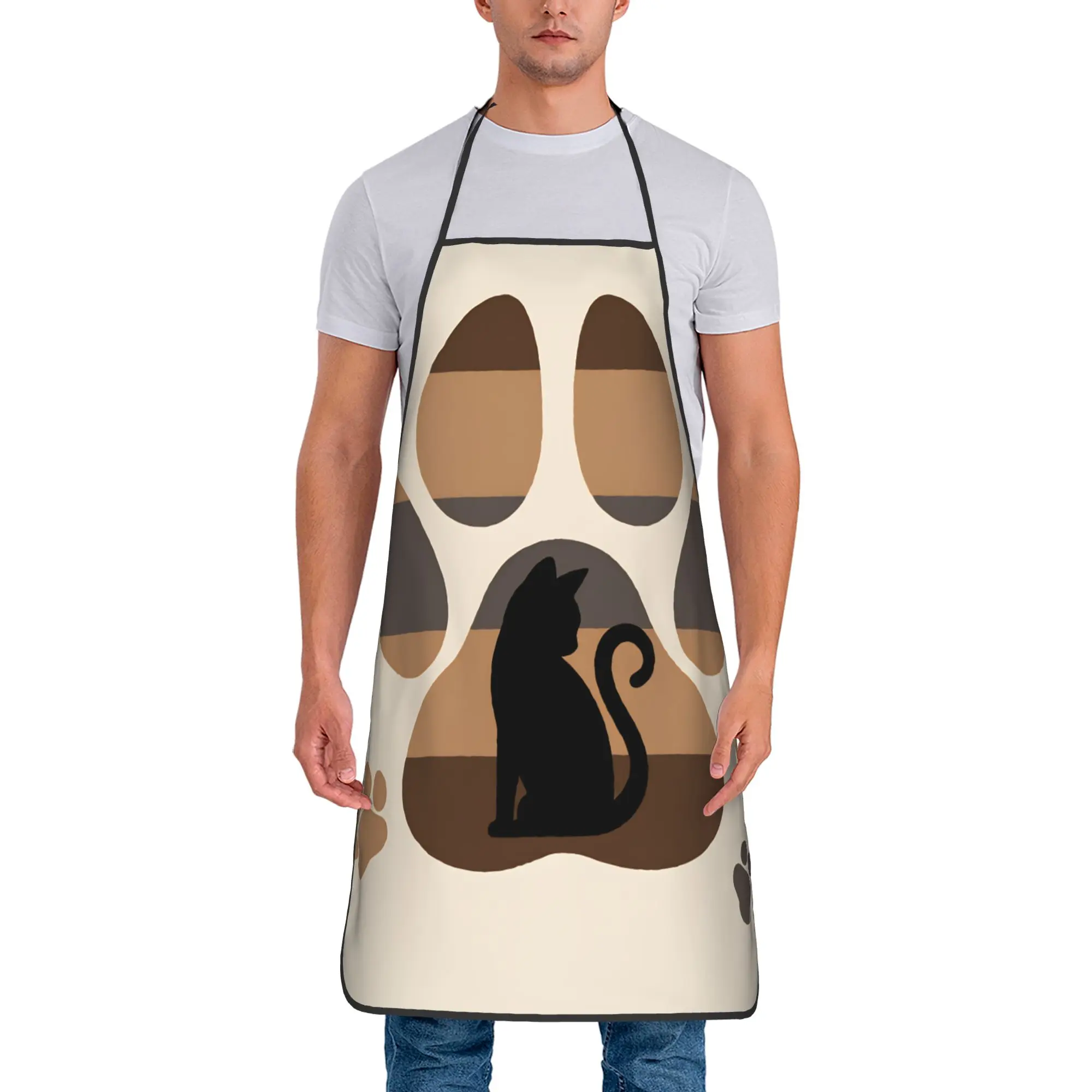 

Забавный фартук с изображением читающего кота, модный кухонный аксессуар для уборки, домашний фартук для взрослых без кармана