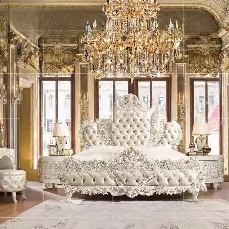 

Decoration Bedrooms Luxury Bed Lumbar Support Oak Wood Sets Double Bed Modern Style Solid Household Letto Matrimoniale Furniture