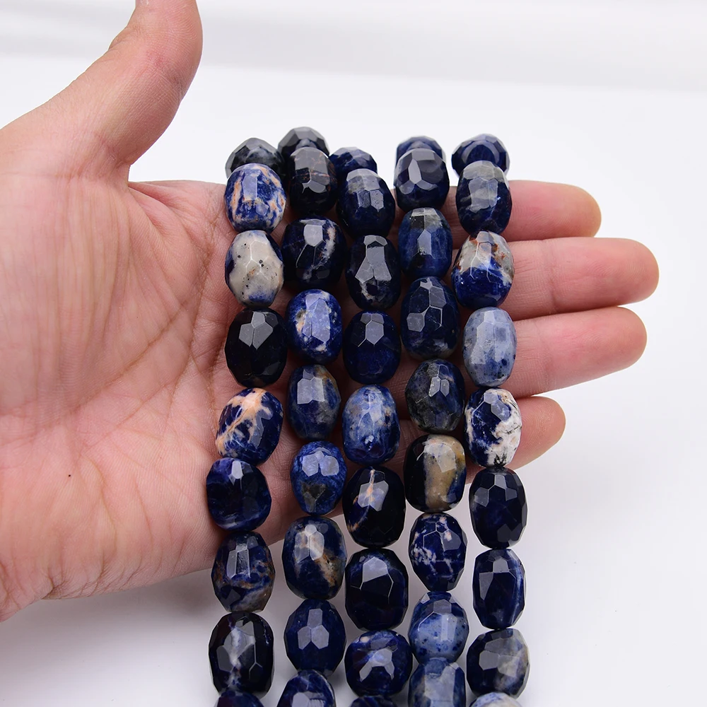 APDGG Natural Blue Sodalite Stone Faceted Nugget Loose Beads 15.5