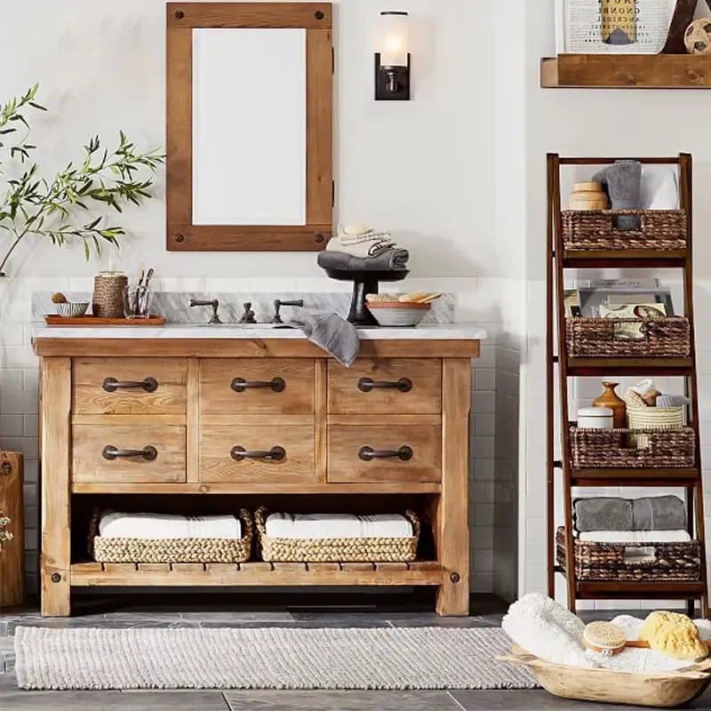Design Waterproof Storage Bathroom Cabinet with Mirror,sanitary Ware Bathroom Vanities with Sink and Mirrors