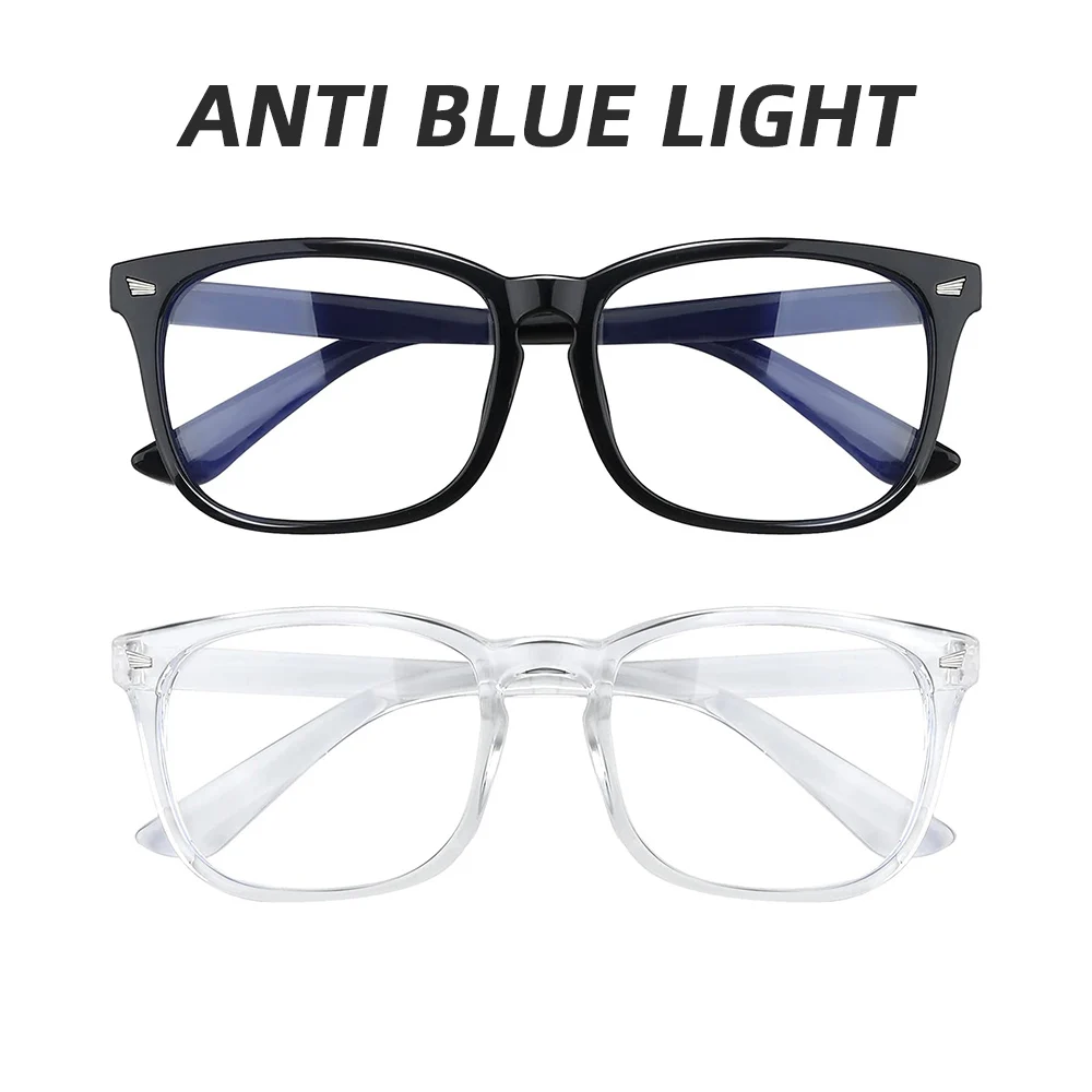 Classic Square Anti Blue Light Glasses For Men Women Black & Transparent Frame Unisex Computer Glasses Wearing Anti Eye Strain