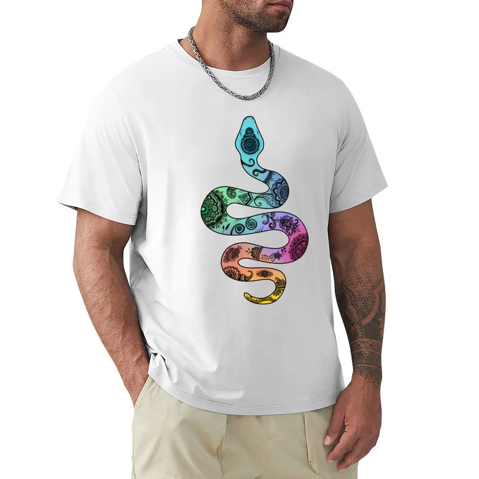 Henna Snake Vivid T-shirt vintage hippie clothes quick drying t shirts for men