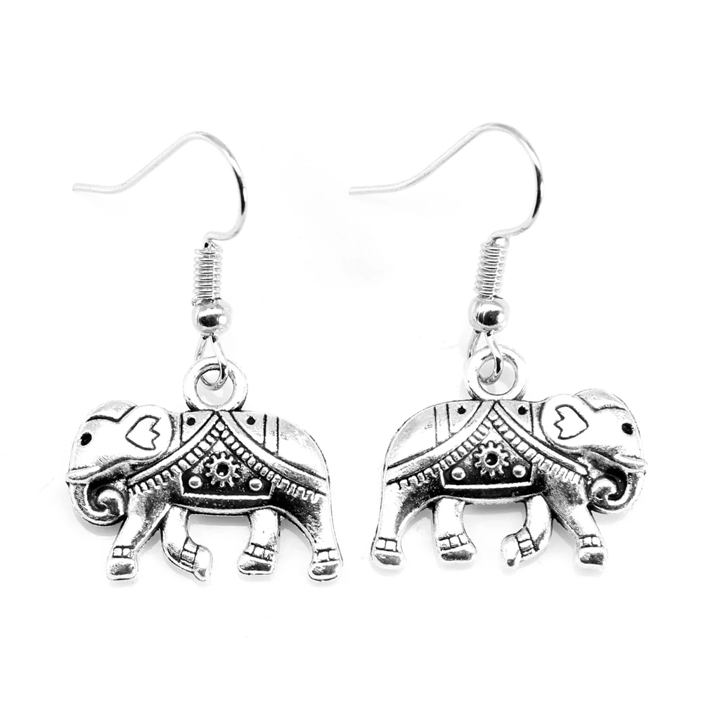 1 Pair Elephant Hanging Earrings For Jewelry 17x21mm