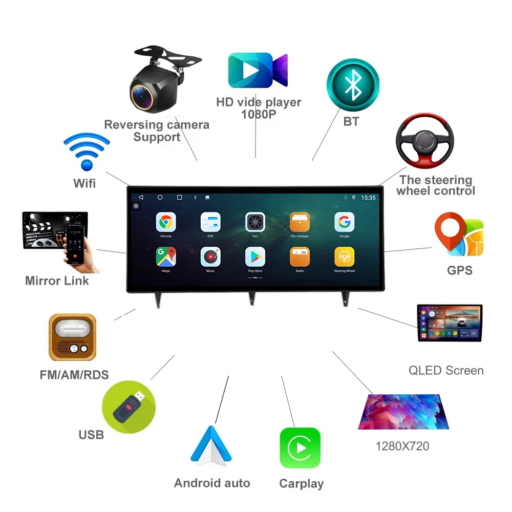 Wireless Carplay Auto radio 12.3 inch Touch Screen For Honda Civic 2022 GPS Navigation DSP Stereo Bluetooth GPS Navigation