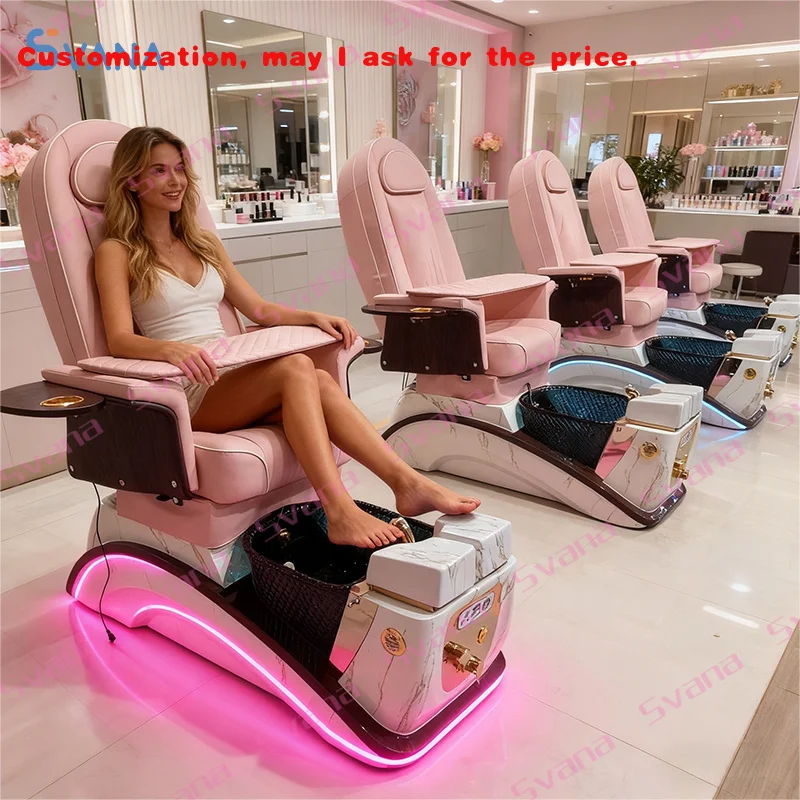 

custom.High End Pink Pipeless Pedicure Spa Chair Foot Care Chair Beauty Salon
