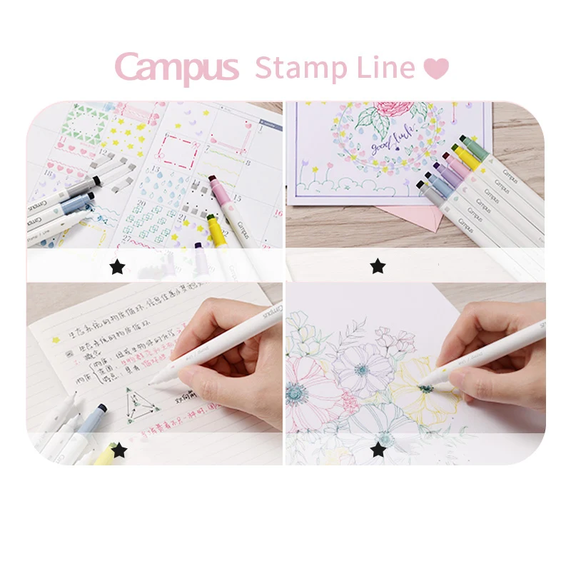 1 Set Japan KOKUYO Kampus Penanda Garis Cap Highlighter Dua Ujung Dengan Cap Pena Lucu Siswa Student Supplies