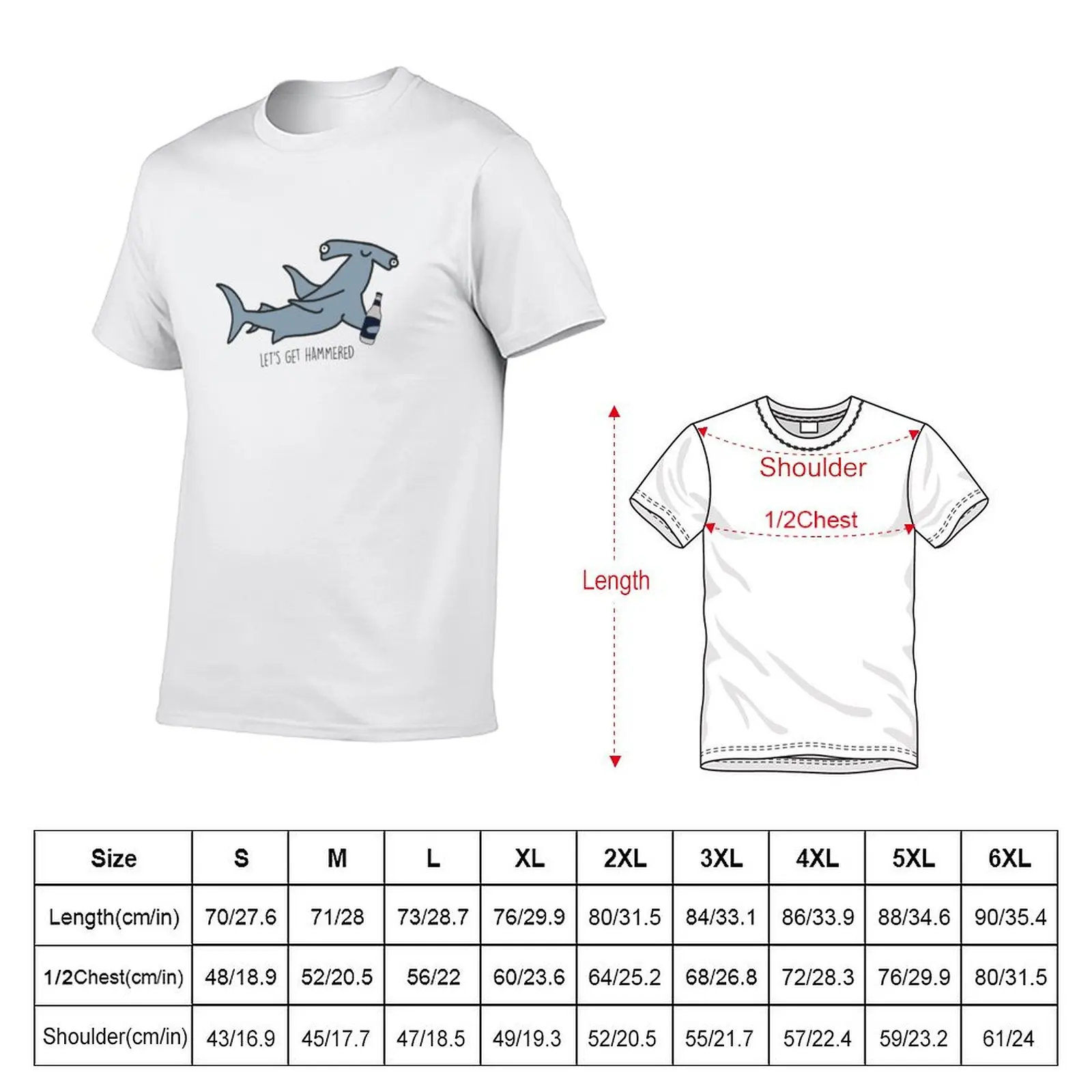 lets get hammered hammerhead shark T-Shirt kawaii clothes basketball graphic tees mens big and tall t shirts