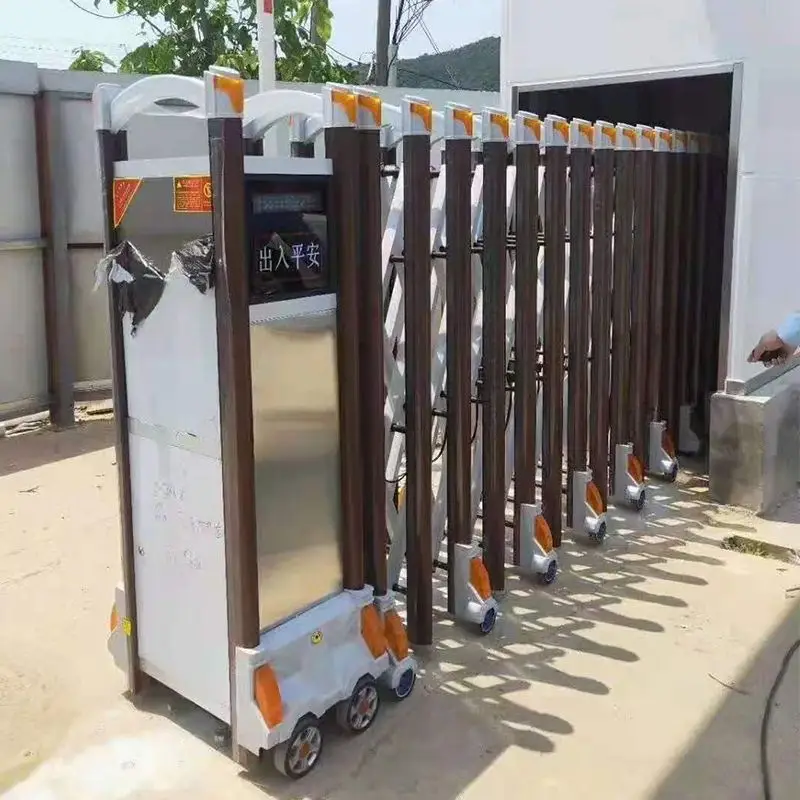 

Stainless steel electric telescopic door gate aluminum alloy trackless automatic sliding door school electric door factory seal