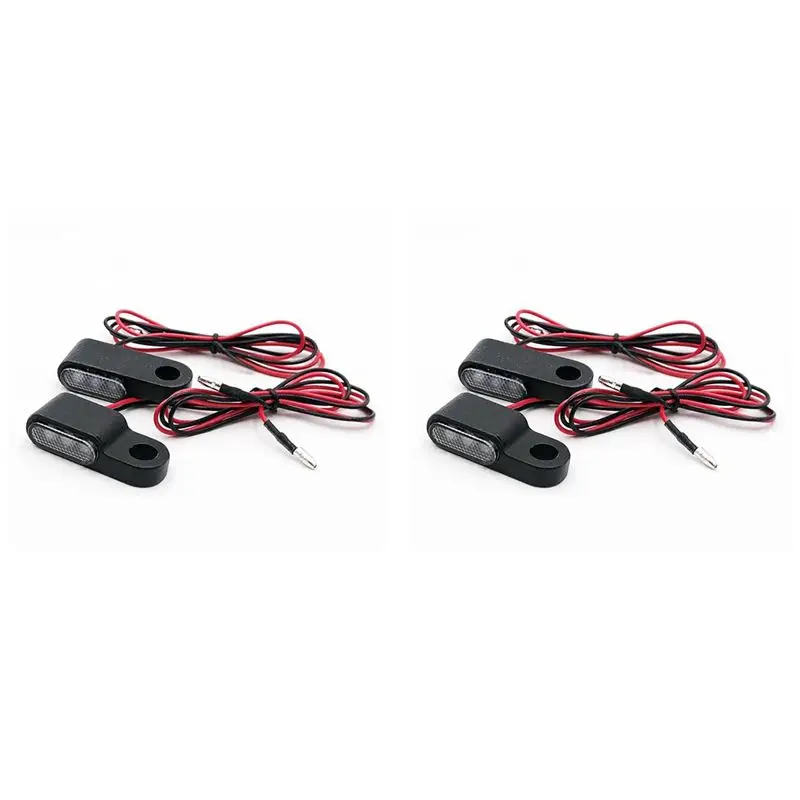 AASS-4PCS 12V Мотоциклетные светодиодные указатели поворота, сигнальная лампа на руль, янтарный сигнал, крепление на рычаг тормоза/сцепления, черный цвет.