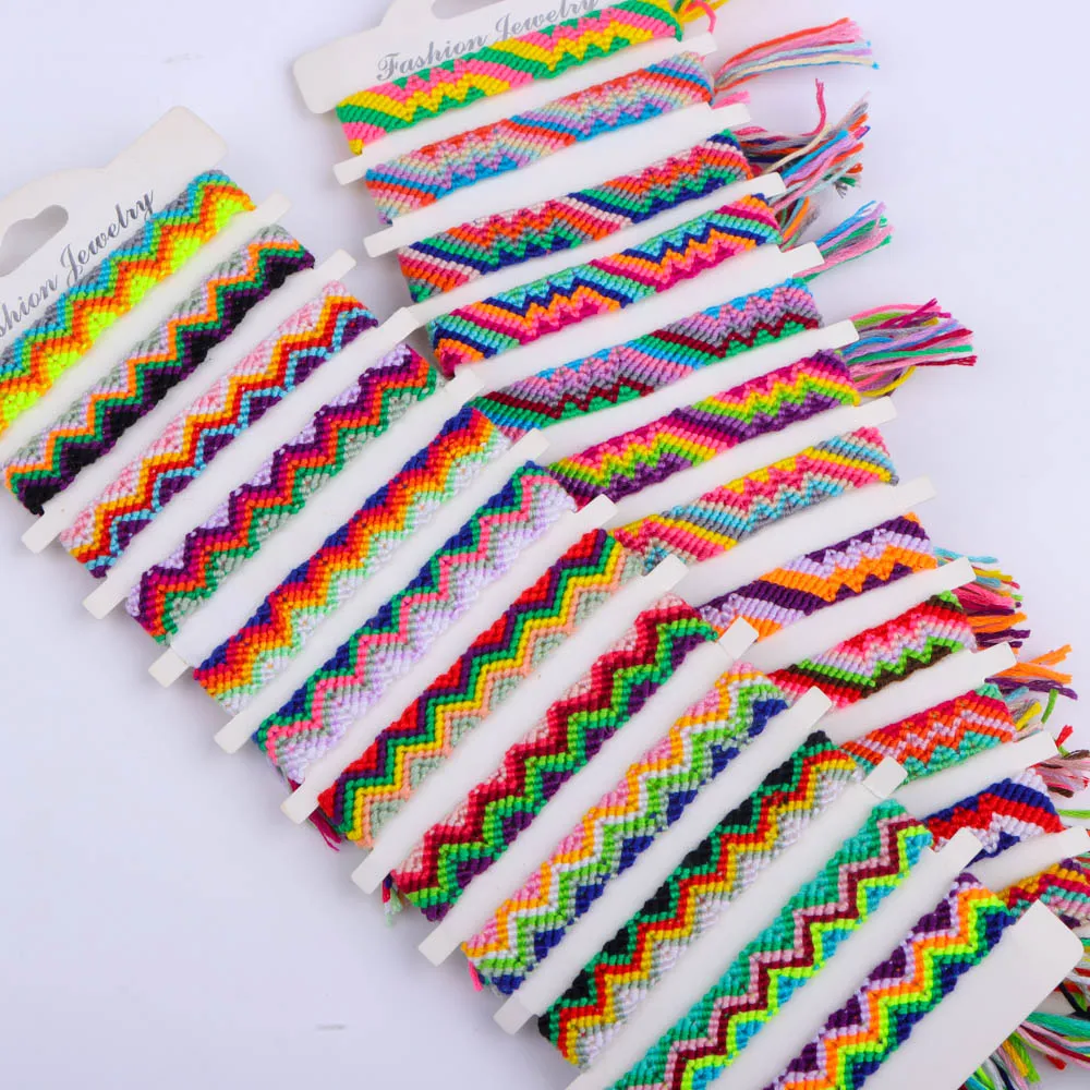 6Pcs/Lot Colorful Bohemian Handmade Woven Bracelets With Adjustable Daily Wear Birthday Party Gifts For Men  Women